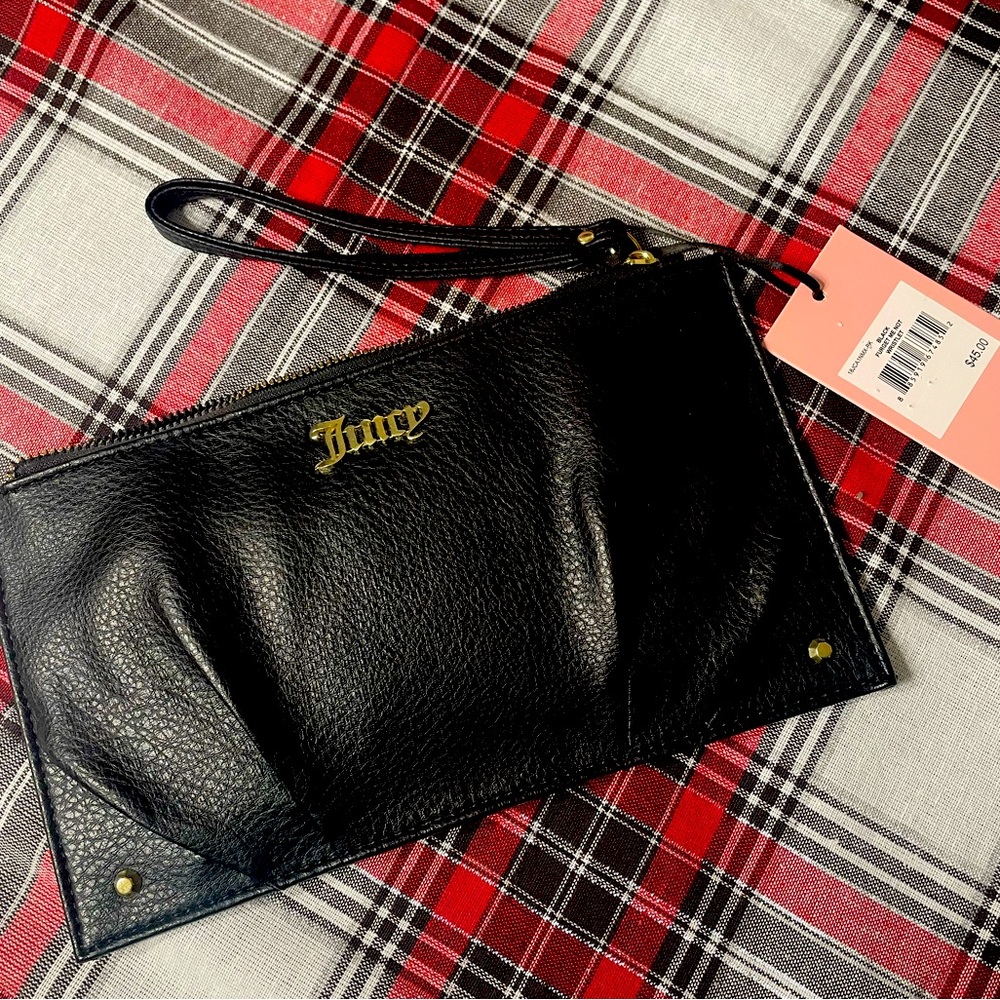 Juicy Couture Black Forget Me Not Wristlet, new with tags